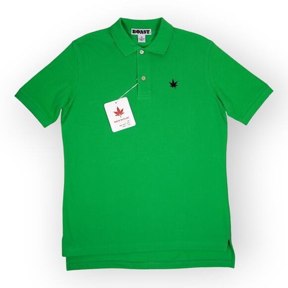 BOAST USA Men Small 1983 Classic Pique Polo Kelly Green Pot Leaf Logo - Picture 11 of 11